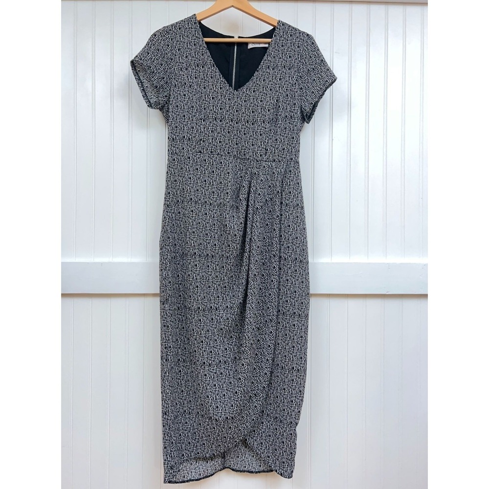 Sunny Girl Dress Whimsigoth Punk Black Pin Up Cap Sleeve V-Neck Midi Women's M